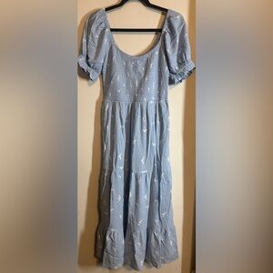 New - Market & Spruce Light Blue Puff Sleeve Midi  Dress